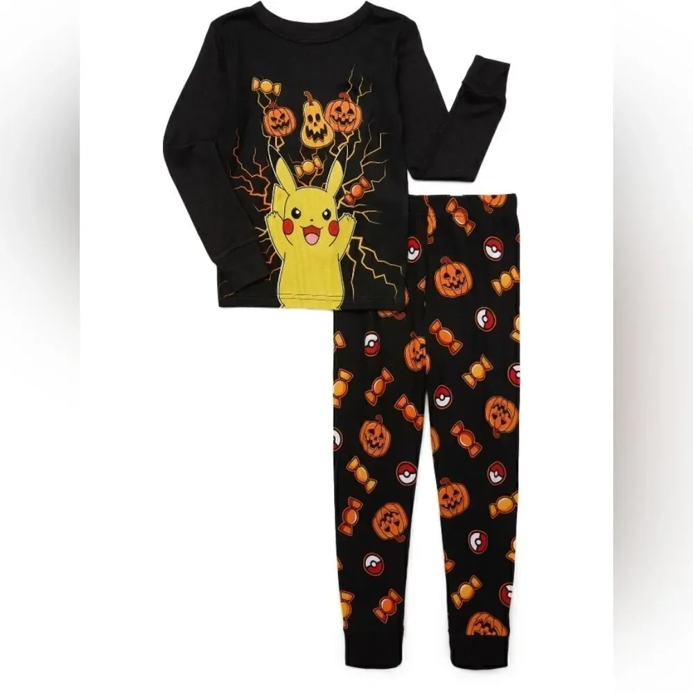 Pokemon Boys Halloween Glow in the Dark Long Sleeve Top and Pants, 2 Pc